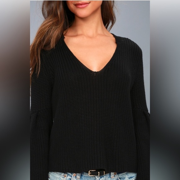 NWT Damsel Black Bell Sleeve Knit Sweater - Picture 4 of 10